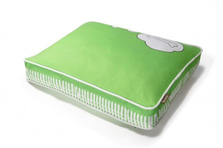 What Dogs Dream Rectangular Bed: Lawn Green/White