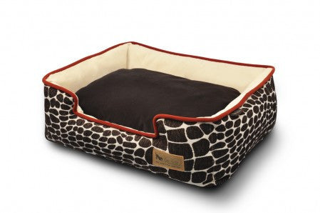 Kalahari Lounge Bed: Brown Giraffe/Sangria