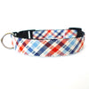 Collar with Detachable Bandana, Plaid Seersucker: Blue & Orange